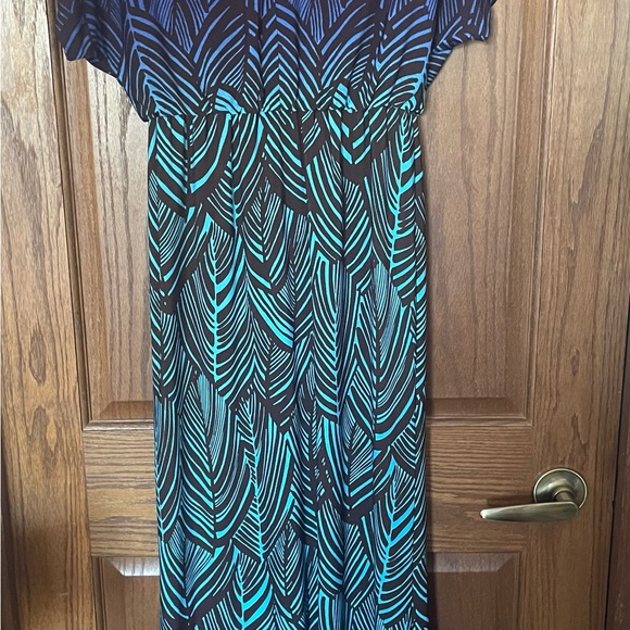 EUC Trina Turk Blue and Green Maxi dress size 0 - Picture 3 of 7